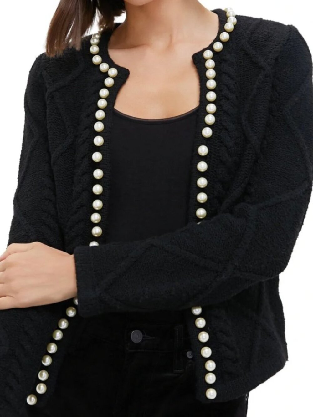 Hyacinth House Black Pearl Trim Piper Cardigan XXL